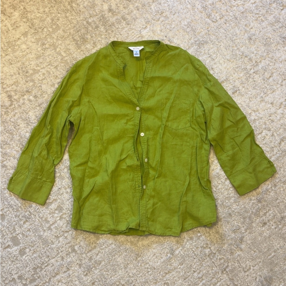 Talbots Green Irish Linen Shirt